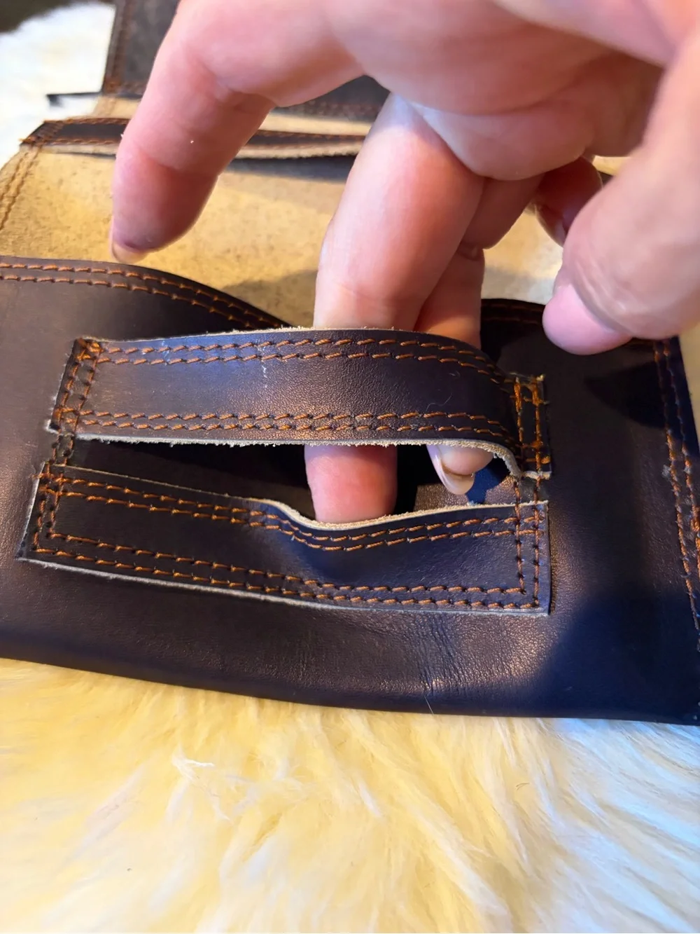 Leather Wrap Wallet Organizer in Dark Brown